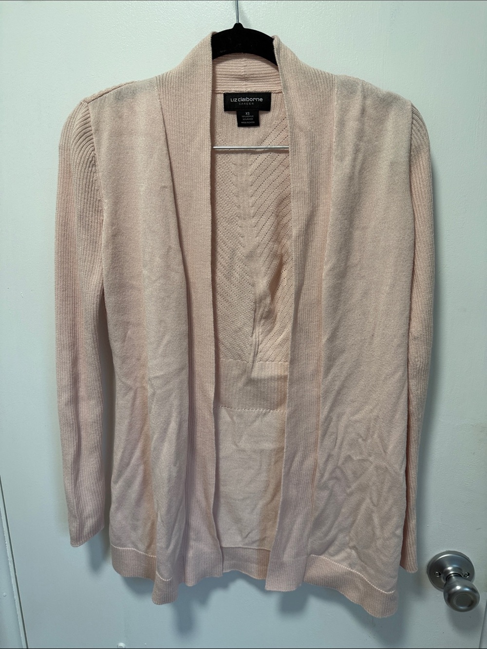 Liz Claiborne Pale Pink Open-Front Cardigan
